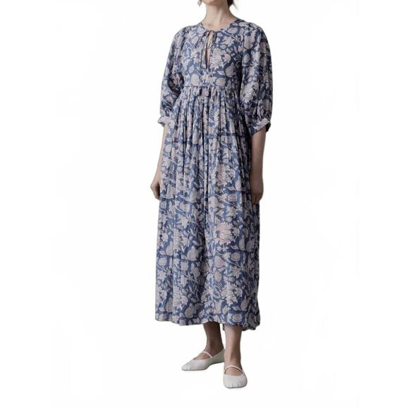 NEW GUADALUPE DESIGN anuka midi long dress in blue